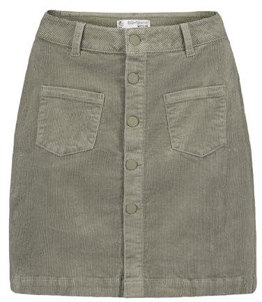 Eight 2 Nine Damen Cord Mini-Rock LETN-085 Cordrock mit sichtbarer Knopfleiste Dark Beige S