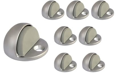 QCAA Low Dome Floor Door Stop, H 25.4 x Diameter 44.5mm, Zinc Die Cast, Satin Nickel, 8 Pack, Made in Taiwan