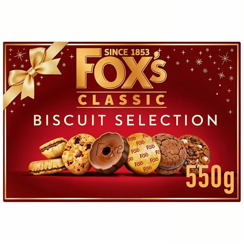 Fox Biscuit 550g - Fox's Classic Biscuit Selection Box, Perfect Christmas Biscuits Gift Box - Fabulously Chocolate Biscuit Cookies Featuring Milk Chocolate Rounds Viennese Fingers Jam Creams