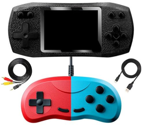 Tomedeks Handheld Spielkonsole,Retro Handheld Konsole Mit 500 Klassischen Fc Spielen,3 LCD-Bildschirm,Retro Game Console Für Zwei Spieler Spiele Und TV-Ausgang,Kinder Und Erwachsene - Blau (B)