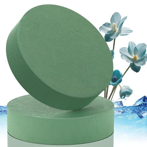 XRXYMQ Steckmasse für Blumengestecke (2 Stück 16.5x4 cm) Grün Rund | Steckschwamm, Blumenschaum, Steckmasse, Kunstblumen, Schaum, Blumenarrangement, Hochzeit, Familie