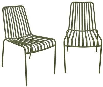 sweeek - 2er-Set stapelbare Gartenstühle aus Stahl, L 59 x B 47,5 x H 78 cm - Florida
