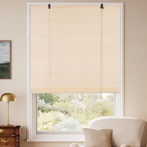 Bambusrollo Rollo, Retro Bambus Rollo, Bambus Raffrollo, Sonnenschutz Jalousien, Sonnenschutz und Sichtschutz Rollo, für Hofgarten, Balkon, Terrasse-Primärfarbe-40x100cm(Breite x Höhe)