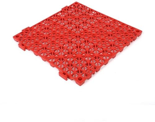 Modular Interlocking Cushion, Non-Slip Splicing Drainage Mats With Holes, Rubber Floor Tiles Shower Mat For Deck, Bathroom, Pool, Kitchen, Garage, Outdoor Patio(Red,2pcs)