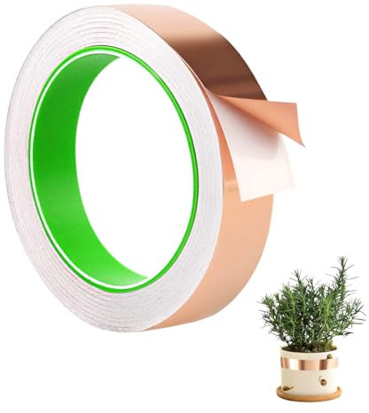 UptVin 20Mx20MM Copper Tape Slug Repellent, Copper Foil Tape for Stained Glass, Copper Strip Tape Conductive Adhesive, for Strip Outdoor Indoor Use Anti Slug Snail