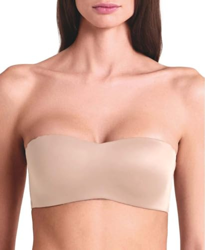 LORMAR Reggiseno Fascia Senza Ferretto Feel 1434 Microfibra Effetto Seta, Coppe Supersoft Invisibili, Spalline Staccabili – Nero, Bronze Skin, Talco Shine