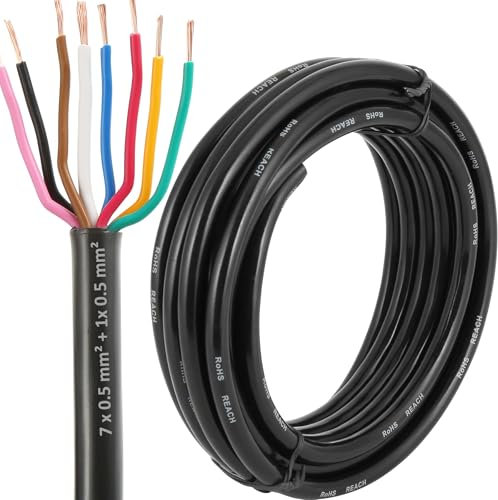 ETUKER Electrónico Cable Cobre 7x0.5mm² +1x1.0mm² 8polos Cable de Extensión 5metros Alargador Cable
