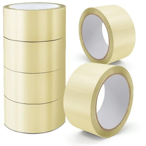 Stick Well Clear Packaging Tape Roll - 48mm X 66m, Heavy Duty, Low Noise, Secure & Strong Adhesive, Parcel Tape For Packing Boxes, Moving, And Long Term Storage (Clear, 6 Rolls)
