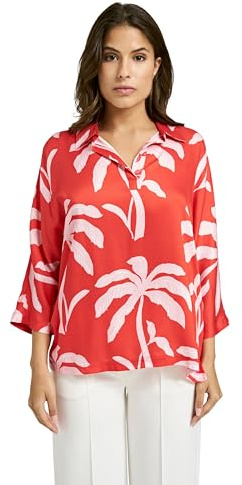 Smith & Soul Damen Bluse, Fledermausärmel, Hemdkragen, Viskosebluse, Chilli, XL