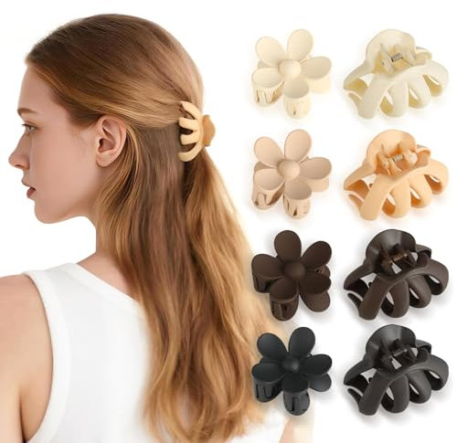 8 Pezzi Mollette Capelli Donna,Fermagli Capelli Donna in Plastica,Design Antiscivolo,Presa Salda per Capelli Spessi e Sottili,Ideali per Acconciature Quotidiane e da Festa.(Artiglie/Fiori)