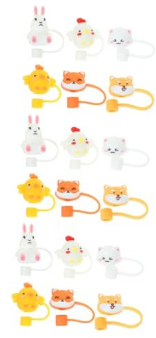 OUNONA 3 Ensembles Couvre Pailles Silicone Décoratifs Animaux Cartoon De Bouts De Pailles Adorables Pour Verres 6 Pièces * 3