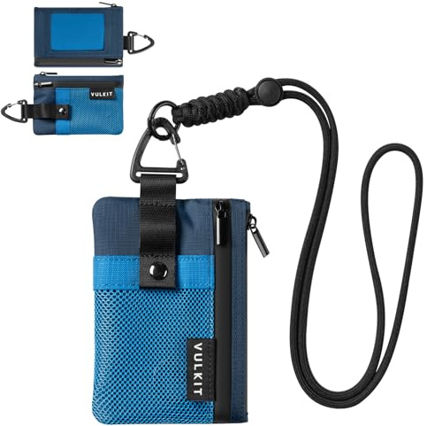 VULKIT Portafogli piccolo Minimalistico con Finestra Identificativa, Porta carte di credito con Blocco RFID Portafoglio impermeabile con cerniera per carte d'identità