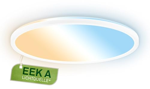 BRILONER - LED Panel with EEC A Light Source, 14,2 W at 3000lm, Slim Design, CCT, Indirect Light, LED Ceiling Panel, Living Room, Kitchen Lights Ceiling, Office Lights, 42 x 3 cm, White