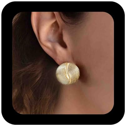 Enautoabs Große Goldene Runde Ohrstecker Ohrringe Klobige Scheibe Gehämmert Ohrringe Metall Münze Ohrring Scheibe Knopf Ohrring Schmuck Für Frauen