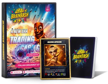 BrainBash Starterset – Strategisches Sammelkartenspiel im viralen Italien-Brainrot-Stil – 33 Random Karten inkl. Sammlerbox & 3 garantierten Epic‑Karten