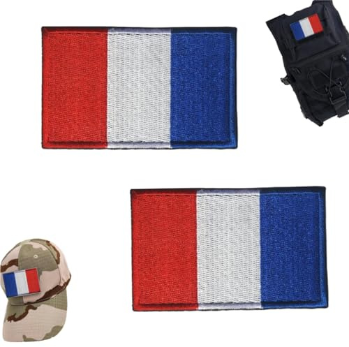 Zpeiran 2 Pièces Patch Drapeau Français,Écussons Drapeau France Tactique,Patchs pour Sacs à Dos,Broderie De Couture et Réparation De Vêtements pour Vêtements, Sacs à Dos, Chapeaux (8x5cm)