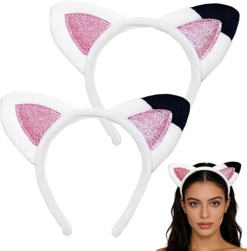 CEJAS 2 Serre-Têtes Cosplay avec Oreilles de Chat - Décorations Capillaires pour Enfants et Filles - Idéal pour Carnaval, Halloween et Fêtes (Unisexe)