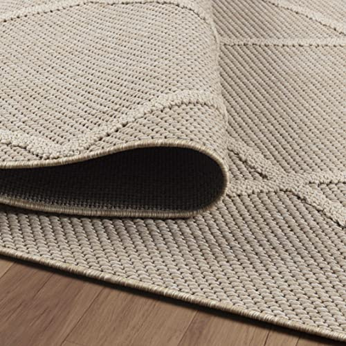 KADIMA DESIGN In- & Outdoor-Teppich Boho-Stil Wetterfest Waschbar Strapazierfähig Beige 80x150 cm Balkon Terrasse Küche Fußbodenheizung geeignet Pflegeleicht UV-Beständig Oeko-TEX | Cortina