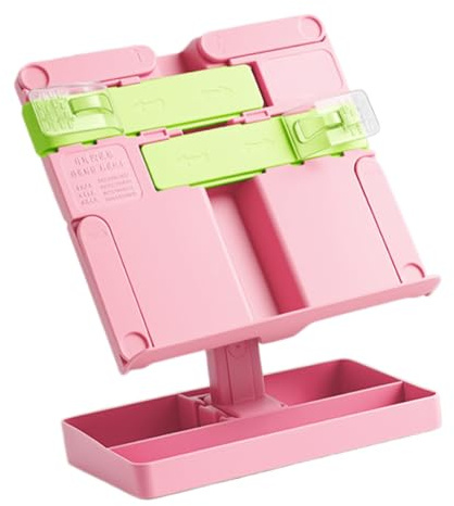 Faltbarer Leseständer, verstellbare Buchablage aus Kunststoff, Lehrbuchständer mit ausziehbarem Arm, Seitenclip für Tablet, Musiknoten, dichtes Bücherregal, Planer