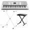 Funkey 61 Keyboard inkl. höhenverstellbarem Ständer (Silber) und Sitzbank (61 Tasten, 100 Klangfarben, 100 Rhythmen, 8 Demo Songs, Netzteil, Notenständer)