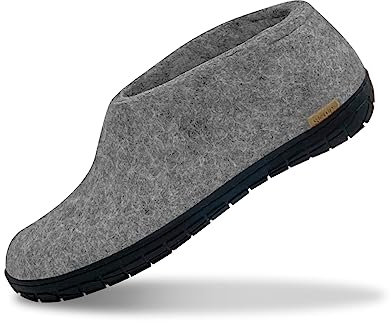 Glerups Filz Hausschuhe Herren und Damen (Größe 47) | Komfortabler Hausschuh mit Natürlicher Gummisohle | Herren & Damen Slipper Geschlossen | Comfortable Slippers Women & Men