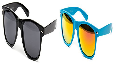Ciffre Geiles 2 er Set Party Brillen Partybrille Sonnenbrillen Schwarz + Türkis Feuer nerd
