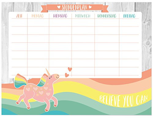 Wandkings Stundenplan Einhorn (Motiv: A) - Whiteboardfolie abwischbar - Wähle eine Größe - 40 x 30 cm