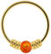 Monster Piercing 9K Solid Gelb Gold Orange Opal Stein mit doppelten Frühling Spule 22 Gauge Hoop Nase Ring Tragus Helix Piercing