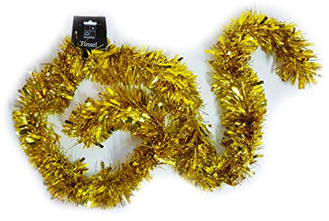 Homestreet Dickes, hochwertiges Lametta in Rot, Gold oder Silber, 11 cm dick, 2 m lang, luxuriöse Weihnachtsdekoration (Gold)