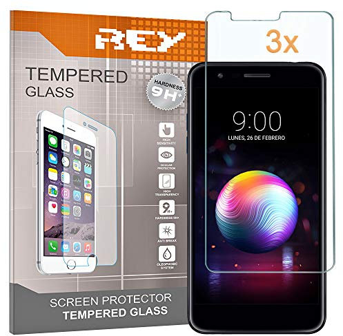 REY 3X Protector de Pantalla para LG K11, Cristal Vidrio Templado Premium