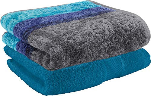 Erwin Müller Duschtuch-Set Paisley 2er-Pack Walk-Frottier türkis/anthrazit/grau Größe 70x140 cm