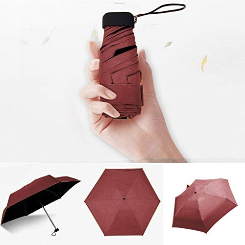 Fulltime Ultraleichter Taschenschirm Sonnenschirm Faltbarer Sonnenschirm Mini-Regenschirm, 5 Faltbare Aluminium-Mittelstange