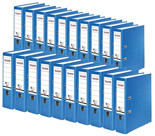 Original Falken 20er Pack Recycolor Umwelt-Ordner Öko. Made in Germany. Farbiger Papierbezug außen 8 cm breit DIN A4 blau Ringordner Aktenordner Briefordner CO2-Neutral Blauer Engel