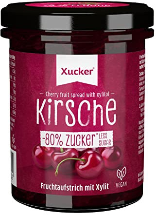 Xucker Fruchtaufstrich Kirsche mit Xylit - Fruchtiger Brotaufstrich mit Xylitol I 74% Fruchtgehalt I vegan & zuckerreduziert 220g