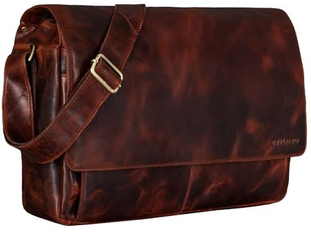 STILORD 'Lonzo' Vintage Umhängetasche echtes Büffel-Leder Messenger Bag für Herren und Damen Unitasche Büro Business Studium Leder, Farbe:bordeaux - braun