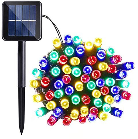 Lamker 12M 100 LED Solar LED Lichterketten Außen Wasserdicht 8 Modi Bunt | Solar Betrieben Outdoor Deko Solarlichterkette String Fairy Light für Garten Terrasse Balkon Tor Hof Hochzeit Party