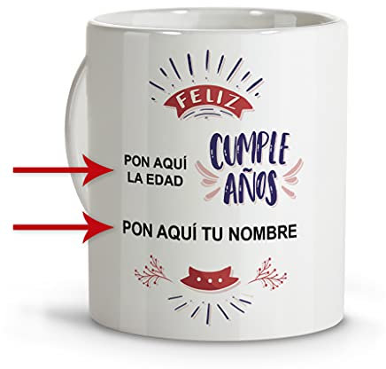 LolaPix Tazas desayuno originales. Tazas personalizadas. Tazas desayuno originales. Varios diseños. FELIZ CUMPLEAÑOS