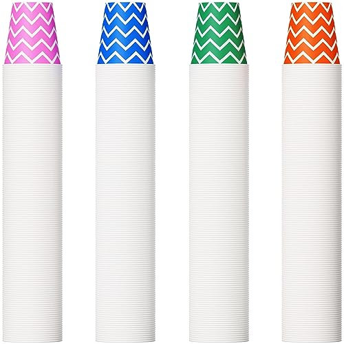 Lot de 500 gobelets jetables en papier de 140 ml, multicolores, petits gobelets pour bain de bouche, gobelets pour boissons froides pour fête, voyage et événement (bandelet)