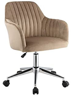 Vente-unique-Bürostuhl höhenverstellbar - Samt - Beige - Eleana