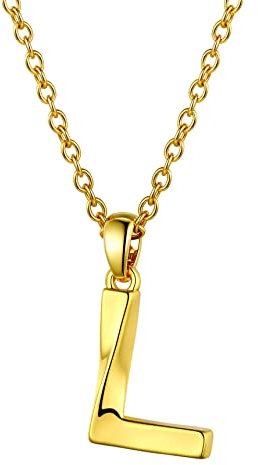 Bestyle Anhänger Kette Damen Edelstahl Buchstaben Halskette 18k vergoldet Necklace Women Goldkette Modeschmuck für Frauen Mädchen Kind buchstabe L