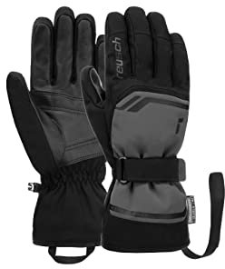 Reusch Primus R-TEX XT sehr warme, wasserdichte, Winddichte und atmungsaktive Unisex Winterhandschuhe Fingerhandschuhe Schneehandschuhe Skihandschuhe Herren Damen, grau-schwarz, 9,5