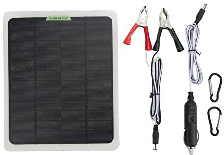Cargador de Batería para Automóvil con Panel Solar, Kit de Cargador de Batería Solar Portátil 12V 20W Mantenedor de Batería de Salida USB Dual Monocristalino para RV Car Boat
