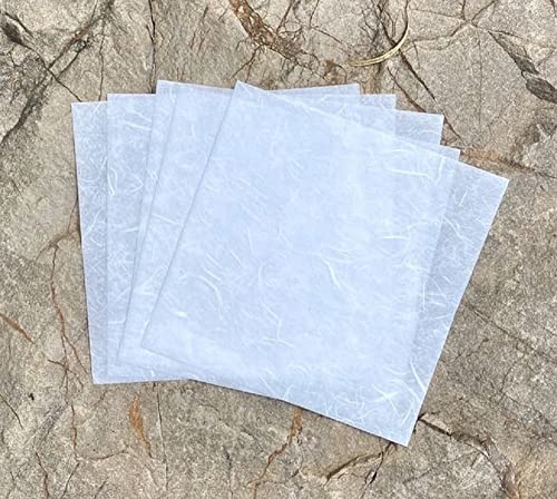 Maulbeerpapier, Naturfaser, quadratisch, Origami-Papier, Kunsthandwerk, Dekorationspapier, quadratisches Faltpapier für Bastelarbeiten, Weiß, 15,2 x 15,2 cm, 50 Blatt