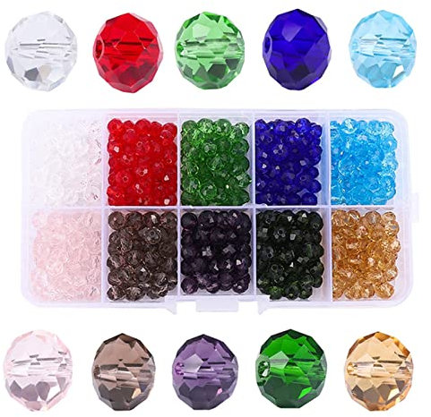 Lumeiy 6 mm Briolette-Kristallglasperlen für Schmuckherstellung, Kristall-Abstandshalter, facettierte Glasperlen, mit Behälterbox (500 Stück)