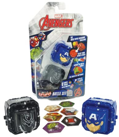 Battle Cubes 2 Pack Avengers – Captain America und Black Panther, Rockpapier, Scherenspiel