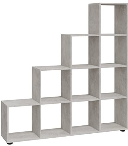 vidaXL Estantería Forma de Escalera Madera contrachapada Gris hormigón