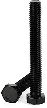 Bulloni a testa esagonale da 15,2 cm, completamente filettati, in acciaio inossidabile 304 (18-8), finitura nera, quantità 6