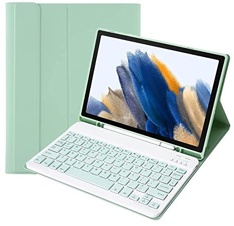 burko Schutzhülle,Tragbare abnehmbare Tablet-Schutzhülle mit BT-Tastatur-Stiftsteckplatz, kompatibel mit Samsung Tab S6 Lite 10.4/P610/P615 Grün