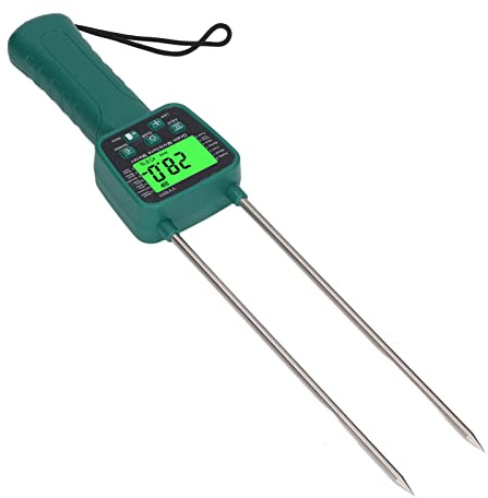 Misuratore di umidità del Fieno, Misuratore di umidità Multifunzionale per Cereali con Display LCD Retroilluminato, Analizzatore del Contenuto di Acqua del Grano, Tester di
