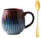 Xfeyaqlo Tasse Céramique émaillée 550ml, Grande Tasse Céramique, Tasse a Cafe Rayures Convient à La Maison et Au Bureau (Rouge Dégradé)